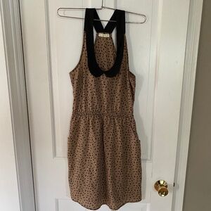 Lush black lightening bolt retro collar halter dress